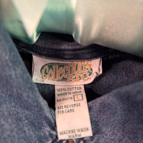 Collections Etc Vintage Fruit Embroidered Chambray 3/4 Sleeve Button Up - Picture 4 of 7